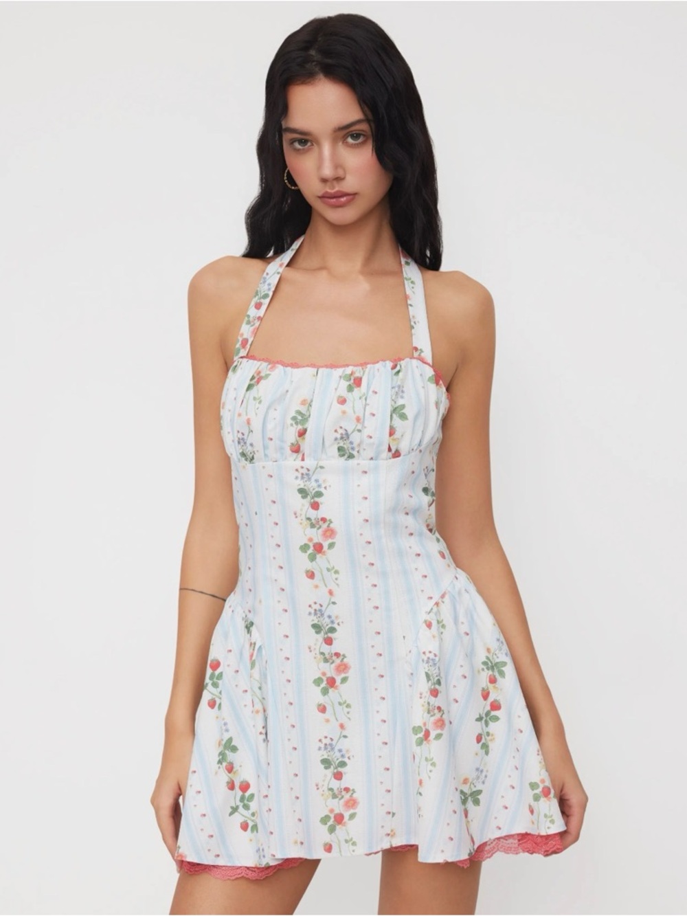 New CIDER halter strawberry dress